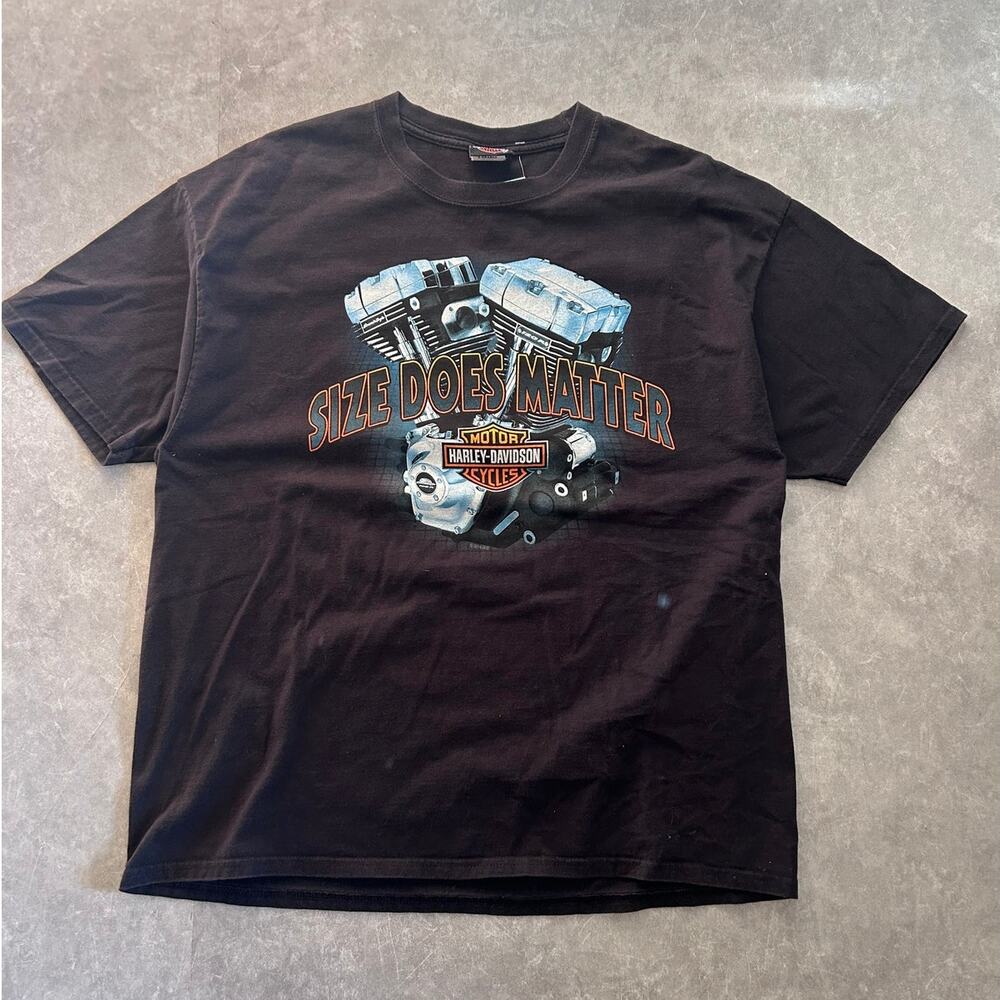 2009 Vintage Harley Davidson Size Matters Black T Shirt Size XL